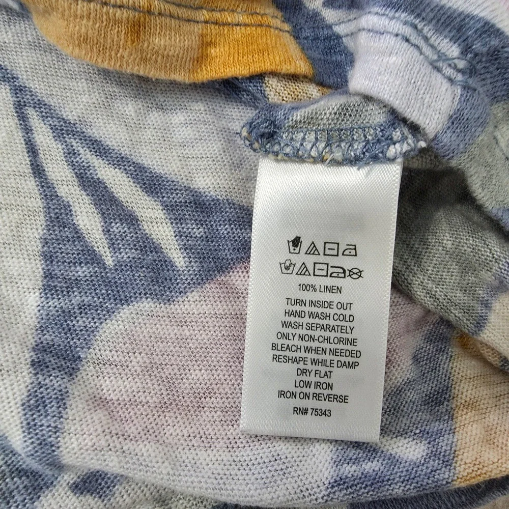 Nicole Miller 100% Linen Beachy Floral Crop Top Sz M Boho Tropical Flowy Resort - Picture 4 of 6